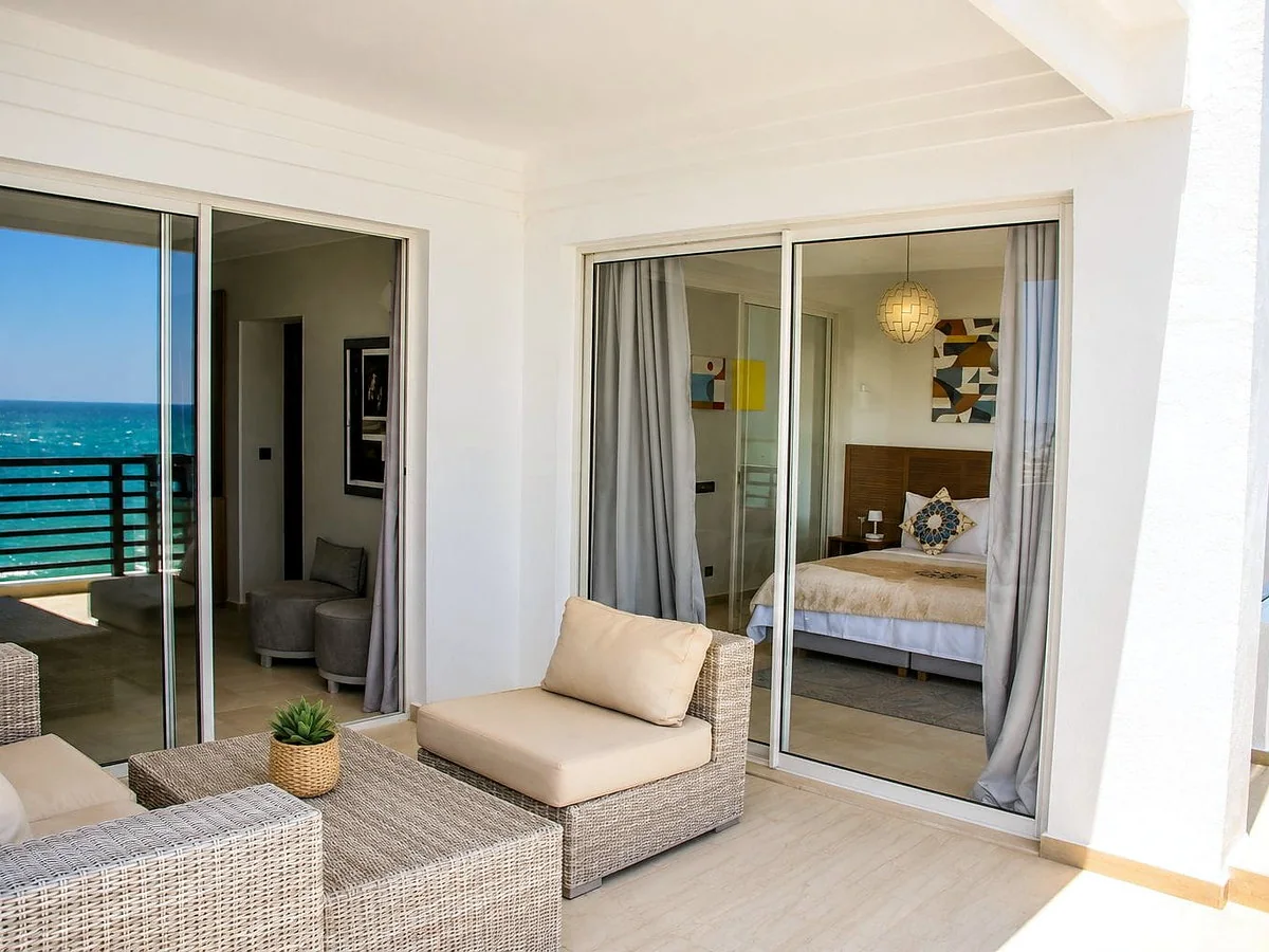 Balcon de Buenavista Hôtel avec vue sur la lagune de Dakhla