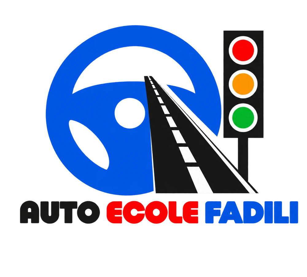 Logo officiel de l’Auto École Fadili à Dakhla, située au 3e étage de l’Immeuble Wanny