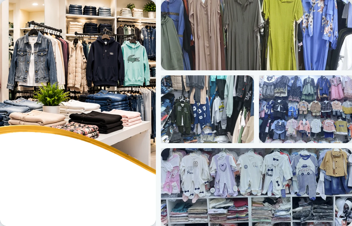 Composition d’images illustrant plusieurs activités de Mode & Habillement au Maroc.